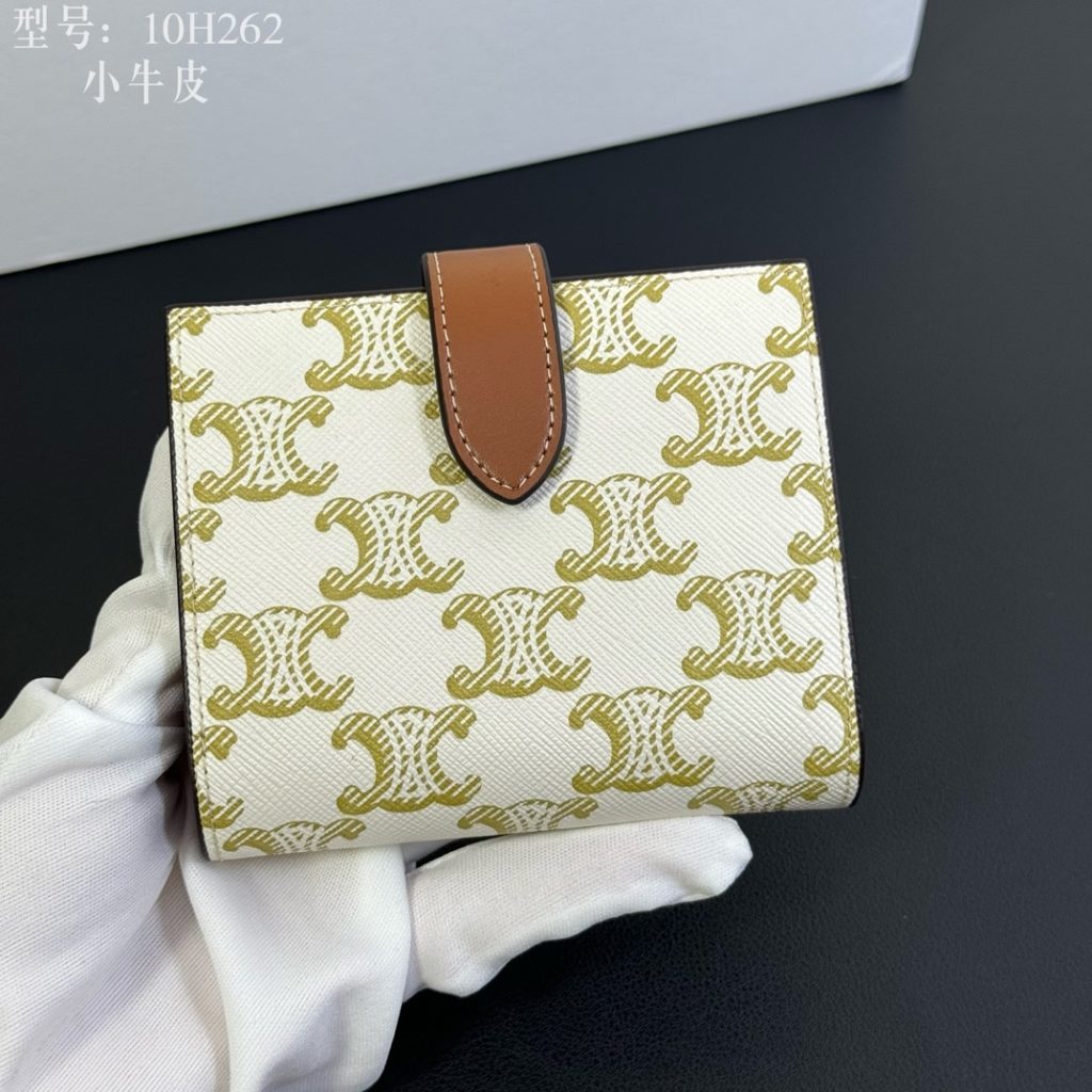 CELINE ミニウォレット 長財布 二つ折り ベージュ×ブラウン 10H262 - 画像 4