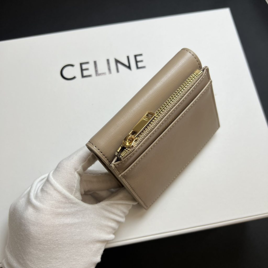 CELINE セリーヌ カードケース ベージュ 2WAY 二つ折り 財布 ゴールド金具 - 画像 6