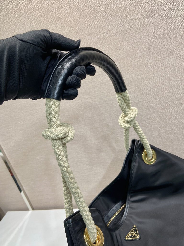 プラダ ハンドバッグ 黒 トートバッグ ロープハンドル 1色入 - 画像 7