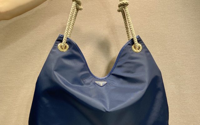 プラダ ハンドバッグ ブルーポリウレタン ロープハンドル トートバッグ
