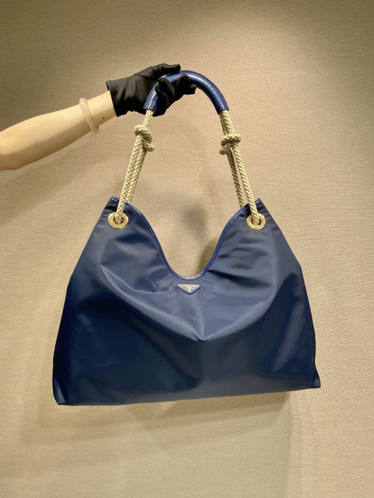 プラダ ハンドバッグ ブルーポリウレタン ロープハンドル トートバッグ