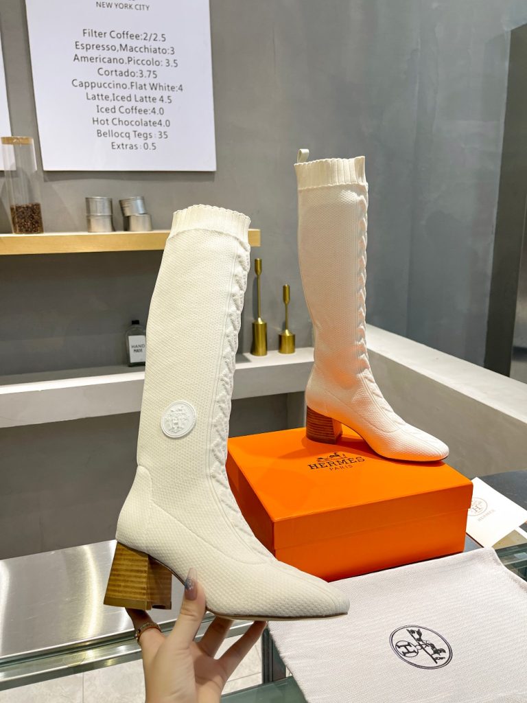 シンプルで上品　エルメス定番人気ブーツ　boots　フォンテーヌ 60　5色　HERMES　ロングブーツ　ニットブーツ - 画像 4