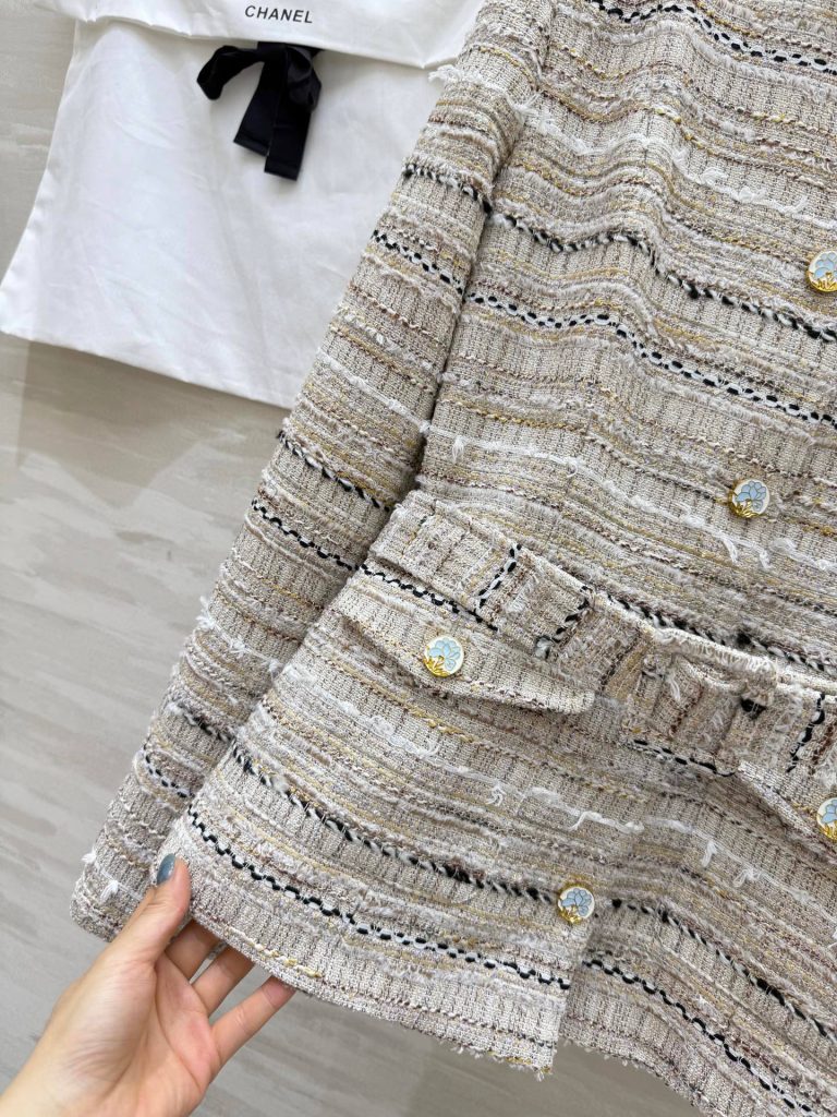 CHANEL 430 Chane2 秋冬 フランネル編み ベルト付き コート ナチュラルベージュ (SML) - 画像 2
