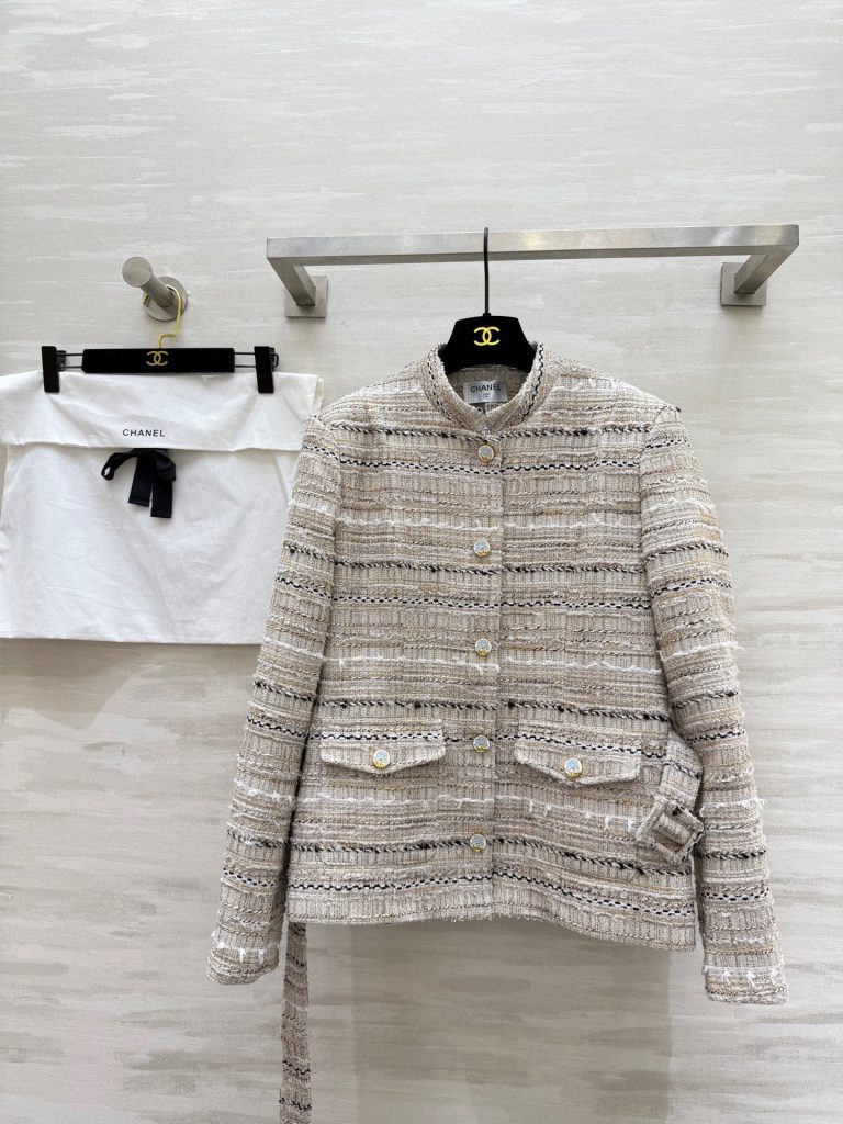 CHANEL 430 Chane2 秋冬 フランネル編み ベルト付き コート ナチュラルベージュ (SML) - 画像 7