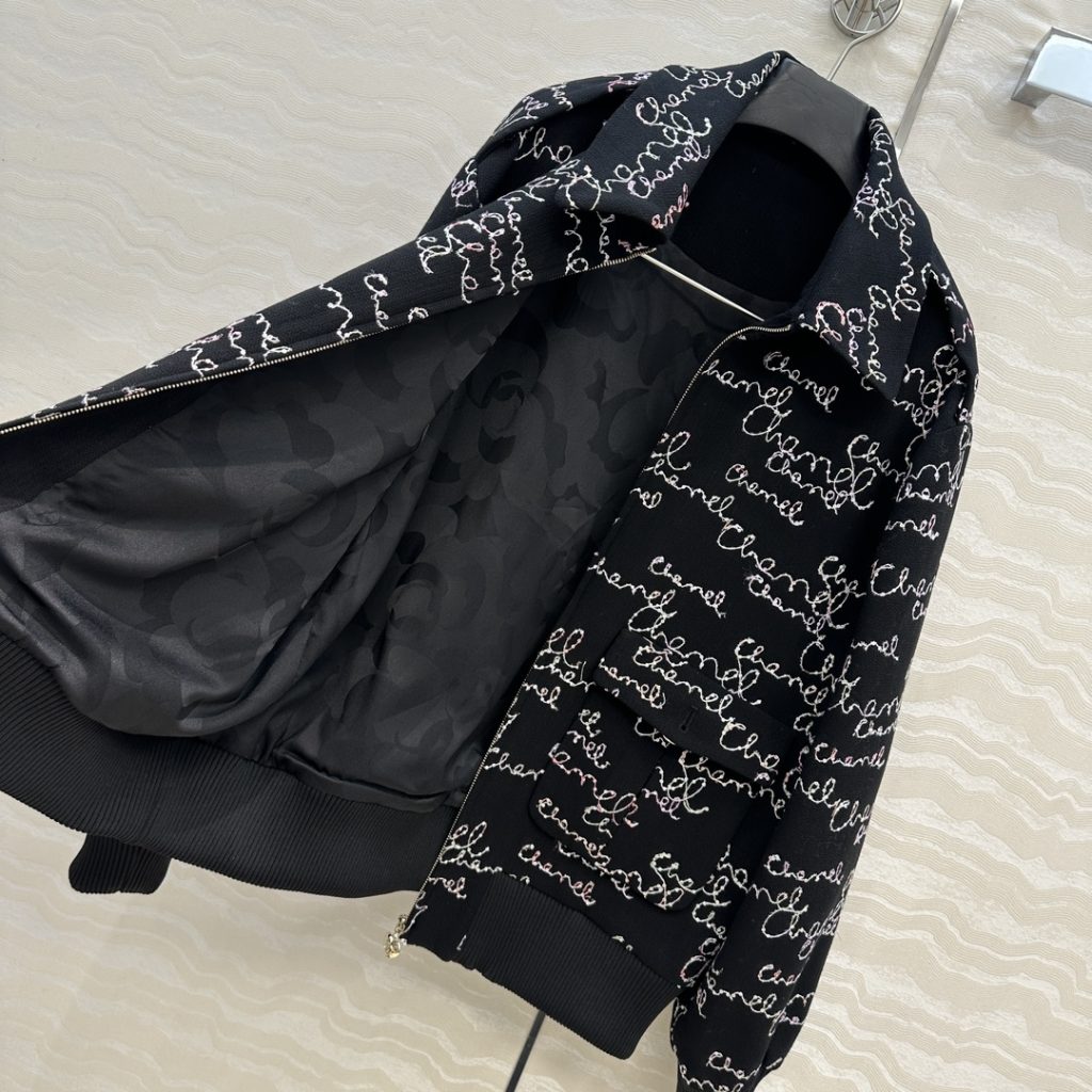 CHANEL 620 ロゴ刺繍 フードなし オーバーサイズ ロンT タイツ ブラック - 画像 7
