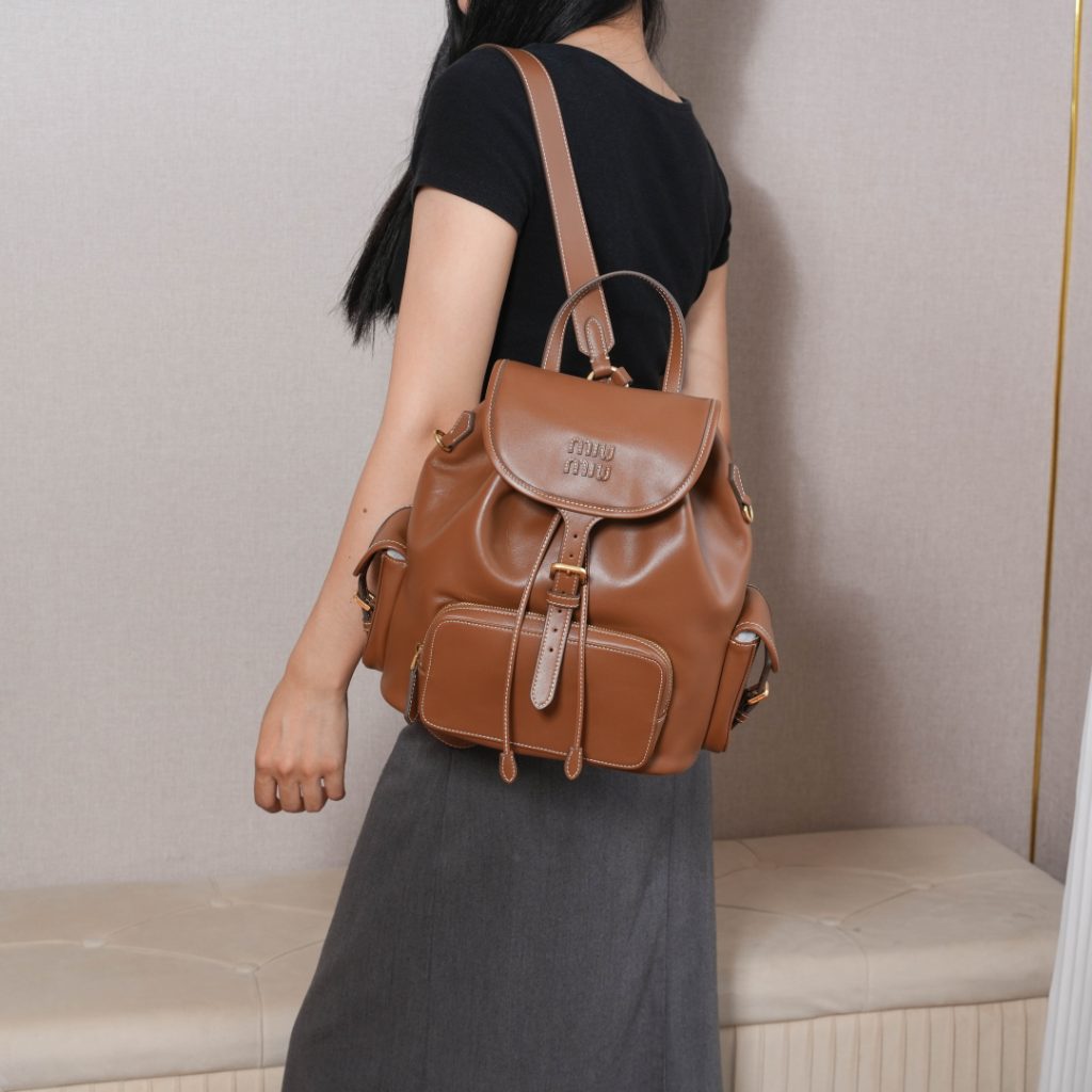 Miu Miu リュックサック | レザー ブラウン - 画像 3