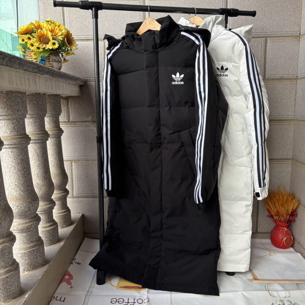 adidas ダウンコート ロング レディース メンズ 3ストライプス 保温 防寒 ブラック ホワイト - 画像 6