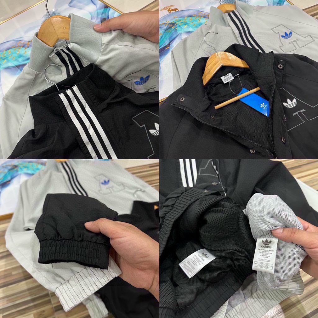 ADIDAS トレーナージャケット AACロゴ 3本線 レトロスタイル ブラック ホワイト レザー調 - 画像 8