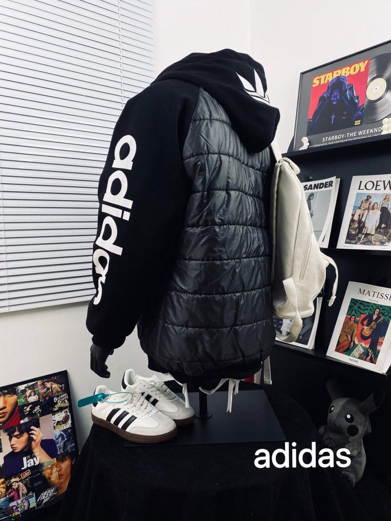 adidas ダウンベスト パーカー 2WAY フード付き ブラック/ブラック - 画像 2