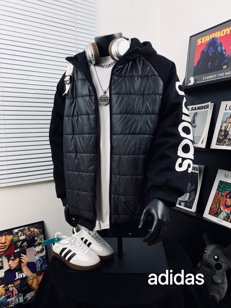 adidas ダウンベスト パーカー 2WAY フード付き ブラック/ブラック - 画像 5