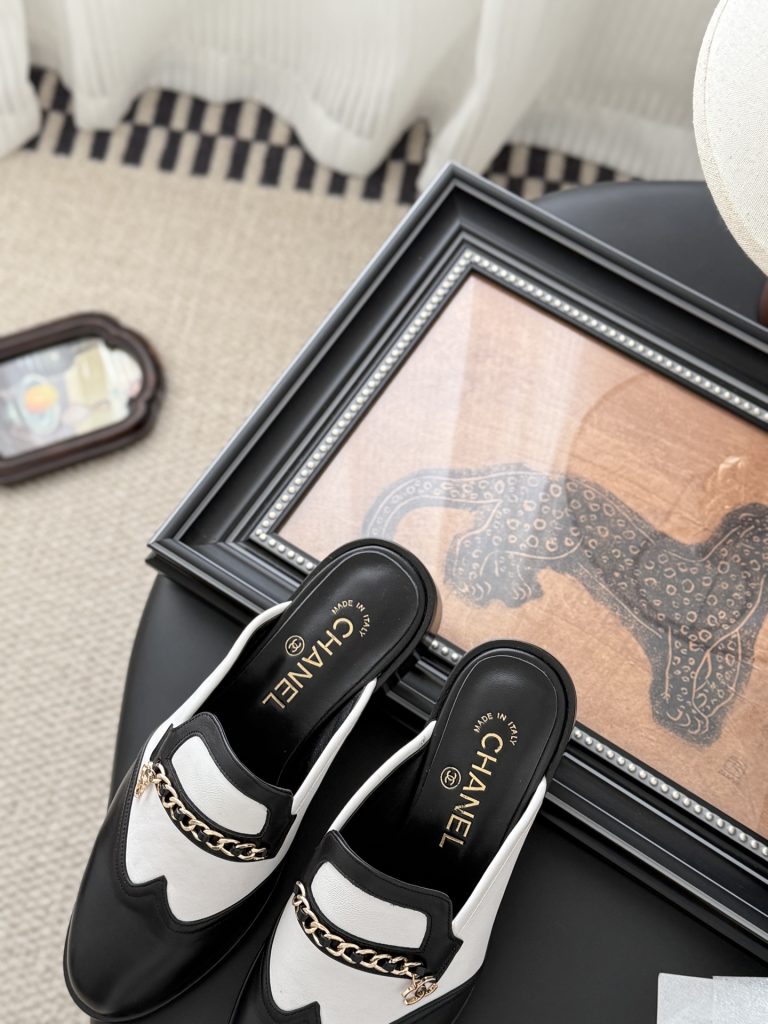 CHANEL シャネル ローファー レディース メンズ 兼用 高級感 ブラック ホワイト 通勤 通学 2WAY かかとなし 靴 - 画像 8