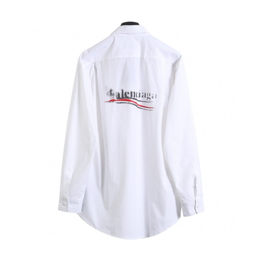 BALENCIAGA バレンシアガ ポプリンシャツ 模糊可 印花 通勤 白色 - 画像 2