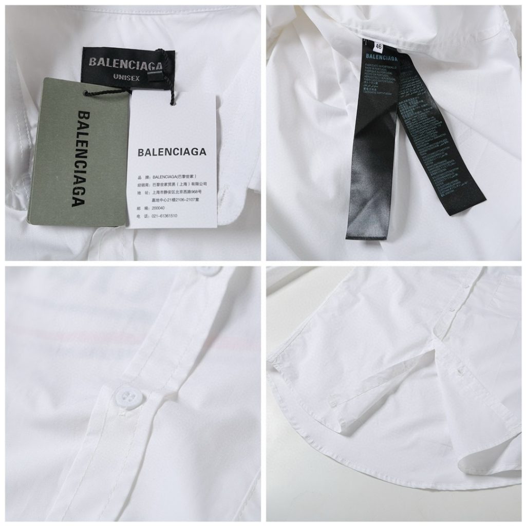 BALENCIAGA バレンシアガ ポプリンシャツ 模糊可 印花 通勤 白色 - 画像 8