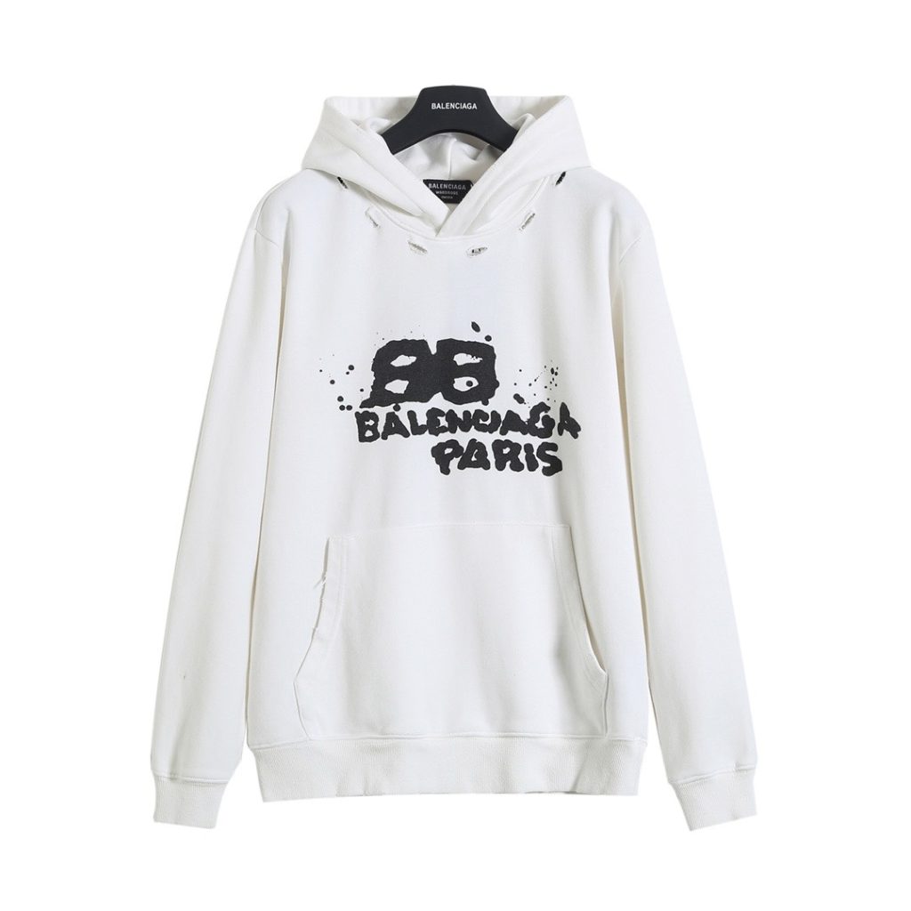 BALENCIAGA バレンシアガ ロゴプリントパーカー 黒/白 全2色 - 画像 4