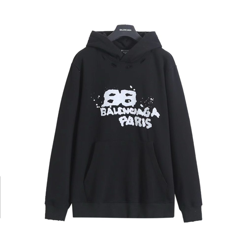 BALENCIAGA バレンシアガ ロゴプリントパーカー 黒/白 全2色 - 画像 5