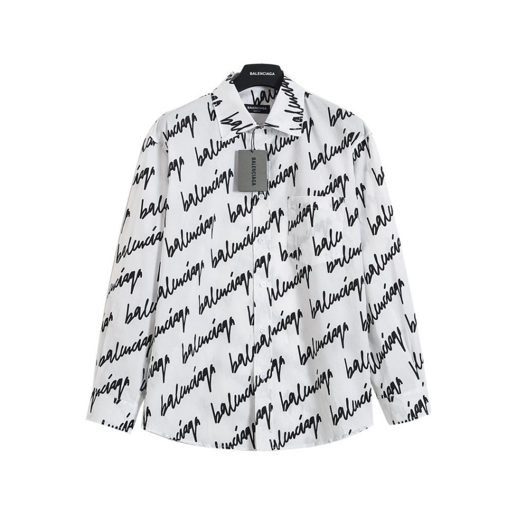 BALENCIAGA バレンシアガ レディースシャツ 草写ロゴプリント ブルー/ホワイト - 画像 4