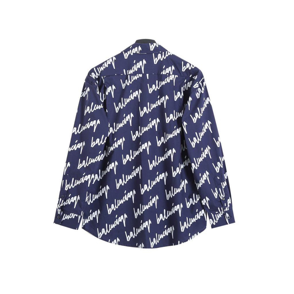 BALENCIAGA バレンシアガ レディースシャツ 草写ロゴプリント ブルー/ホワイト - 画像 6