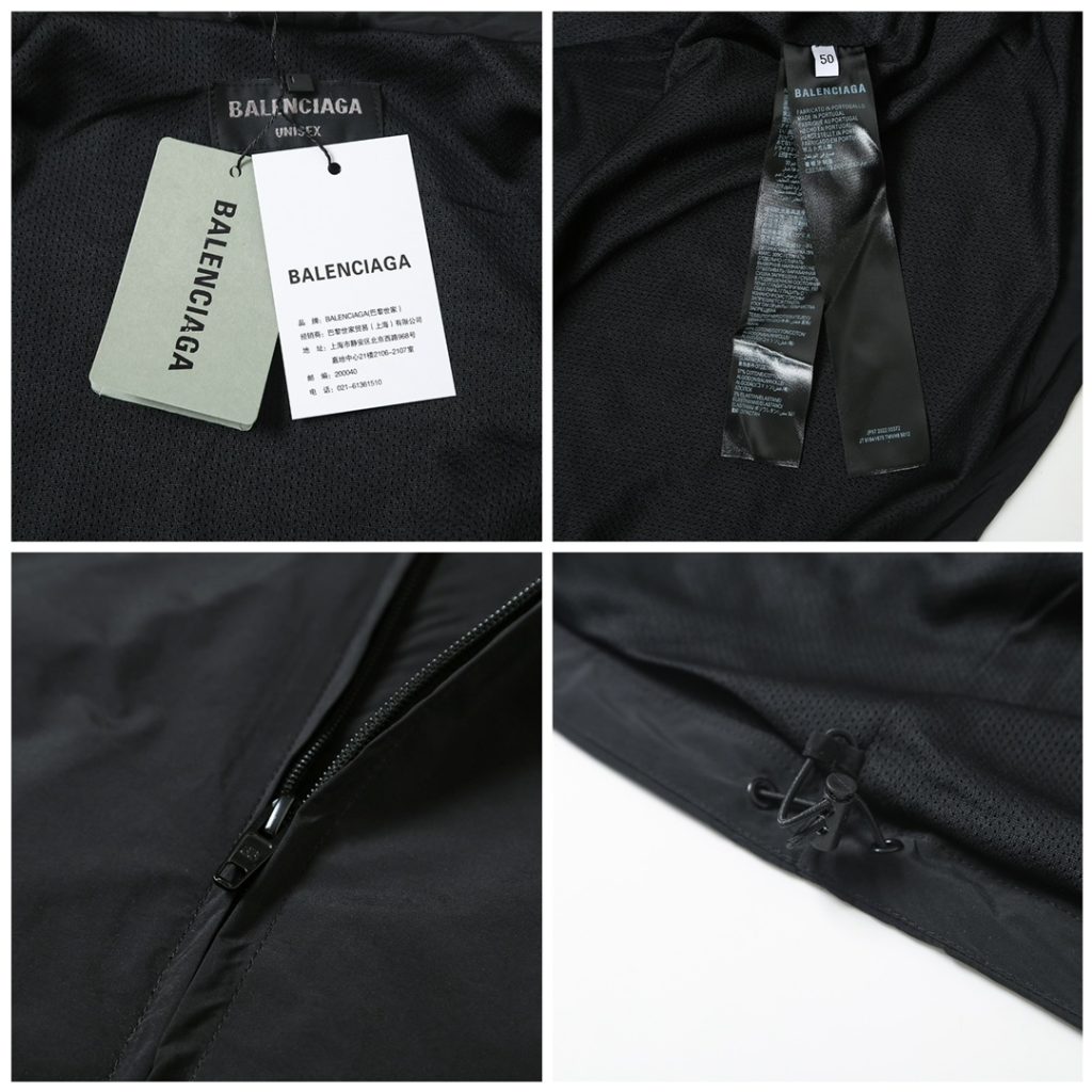 BALENCIAGA バレンシアガ フード付きジャケット 本革 軽量 通勤 通学 ブラック - 画像 8