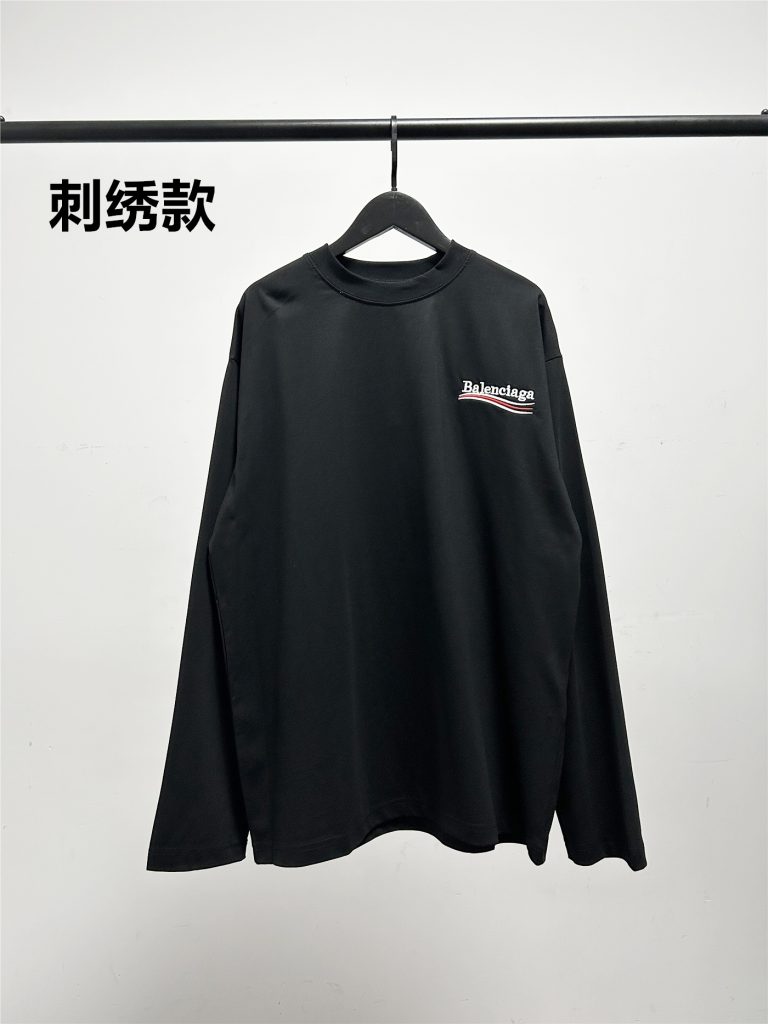 BALENCIAGA バレンシアガ ロングスリーブTシャツ 刺繍 ブラック - 画像 2