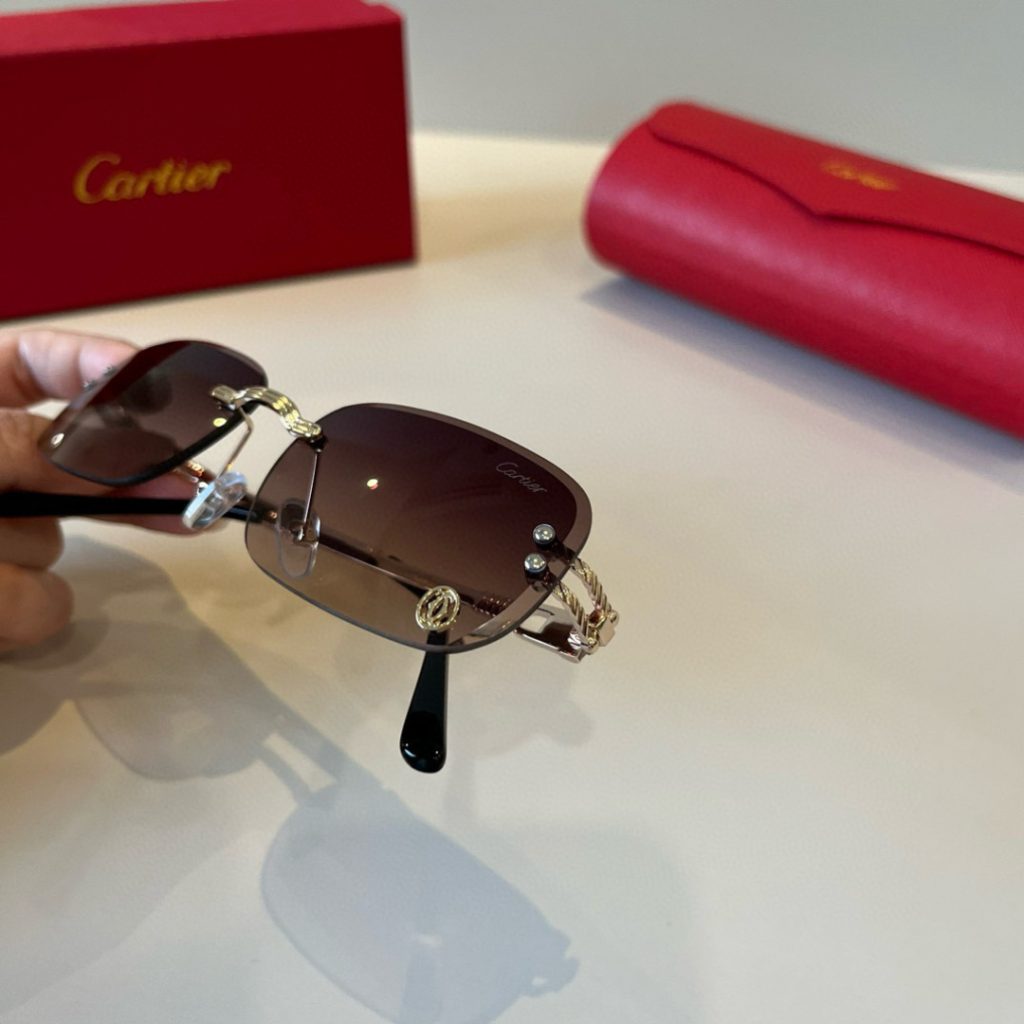 CARTIER カルティエ サングラス メタルフレーム フレームレス 超軽量 17477 多色展開 - 画像 8