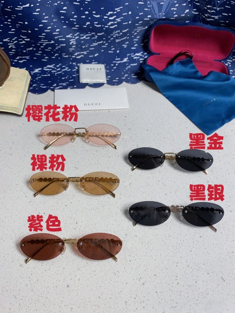 GUCCI グッチ メガネ サングラス オーバル型 ピアス レディース 2025年モデル ブラック ホワイト 多色展開 - 画像 4
