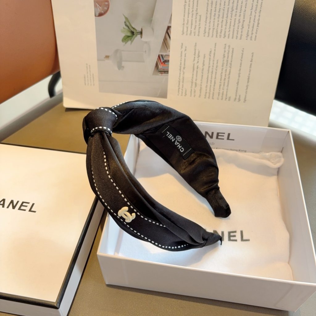 CHANEL シャネル ヘアバンド 本革 ブランド コンチョ ブラック - 画像 5
