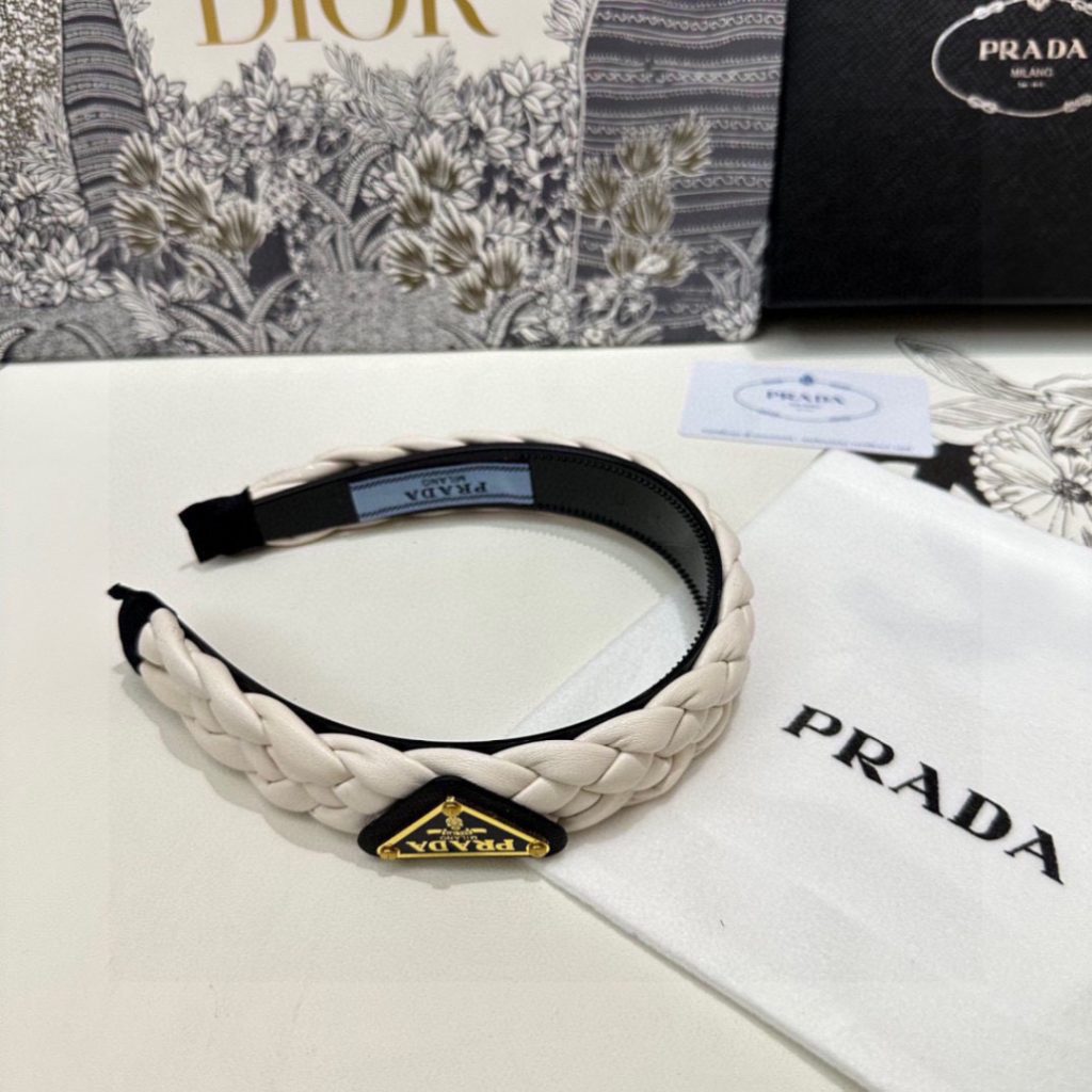 PRADA プラダ ヘアアクセサリー プラダ ヘアバンド ブラック ホワイト ブラウン 全3色 - 画像 5