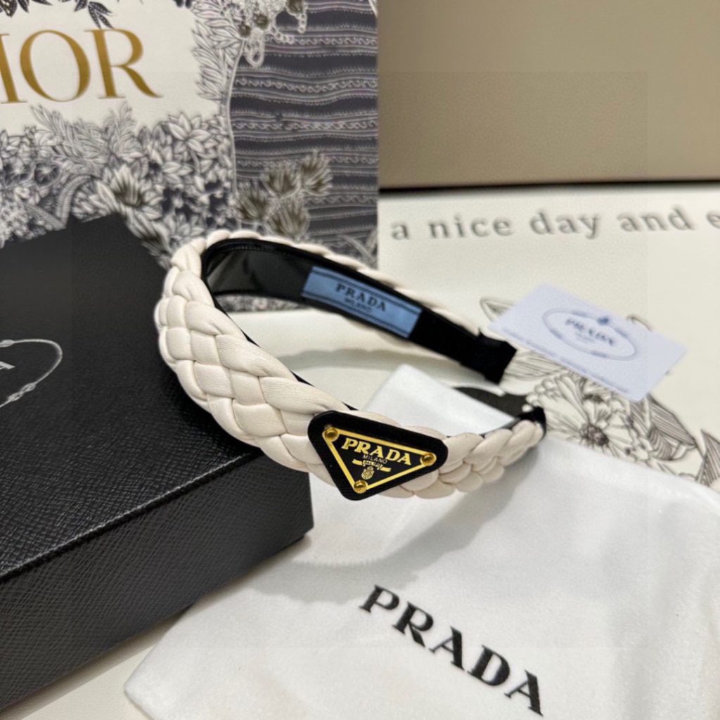 PRADA プラダ ヘアアクセサリー プラダ ヘアバンド ブラック ホワイト ブラウン 全3色 - 画像 7