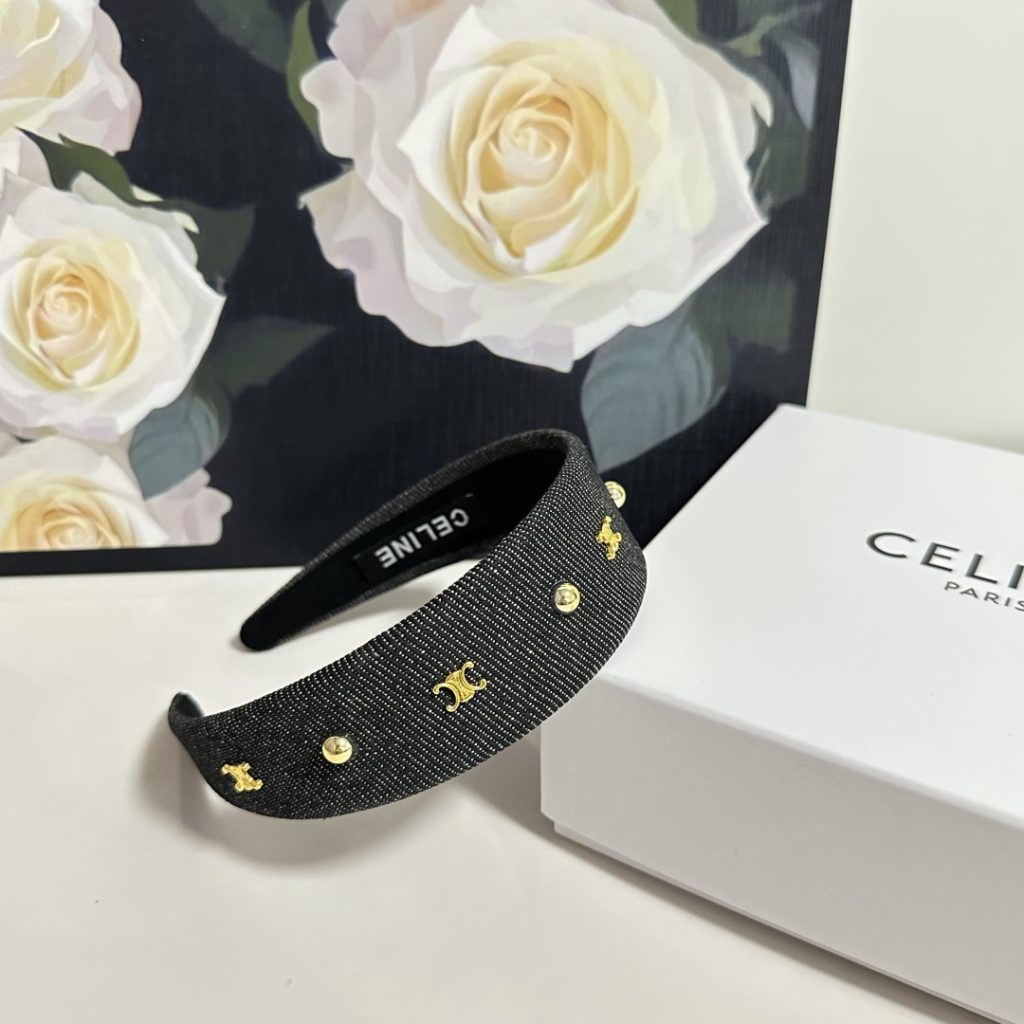 CELINE シャネル ヘアバンド デニム風 メタルロゴ 全3色 - 画像 3