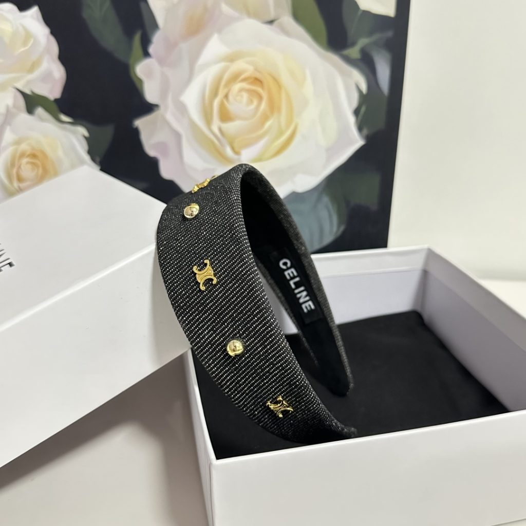 CELINE シャネル ヘアバンド デニム風 メタルロゴ 全3色 - 画像 6