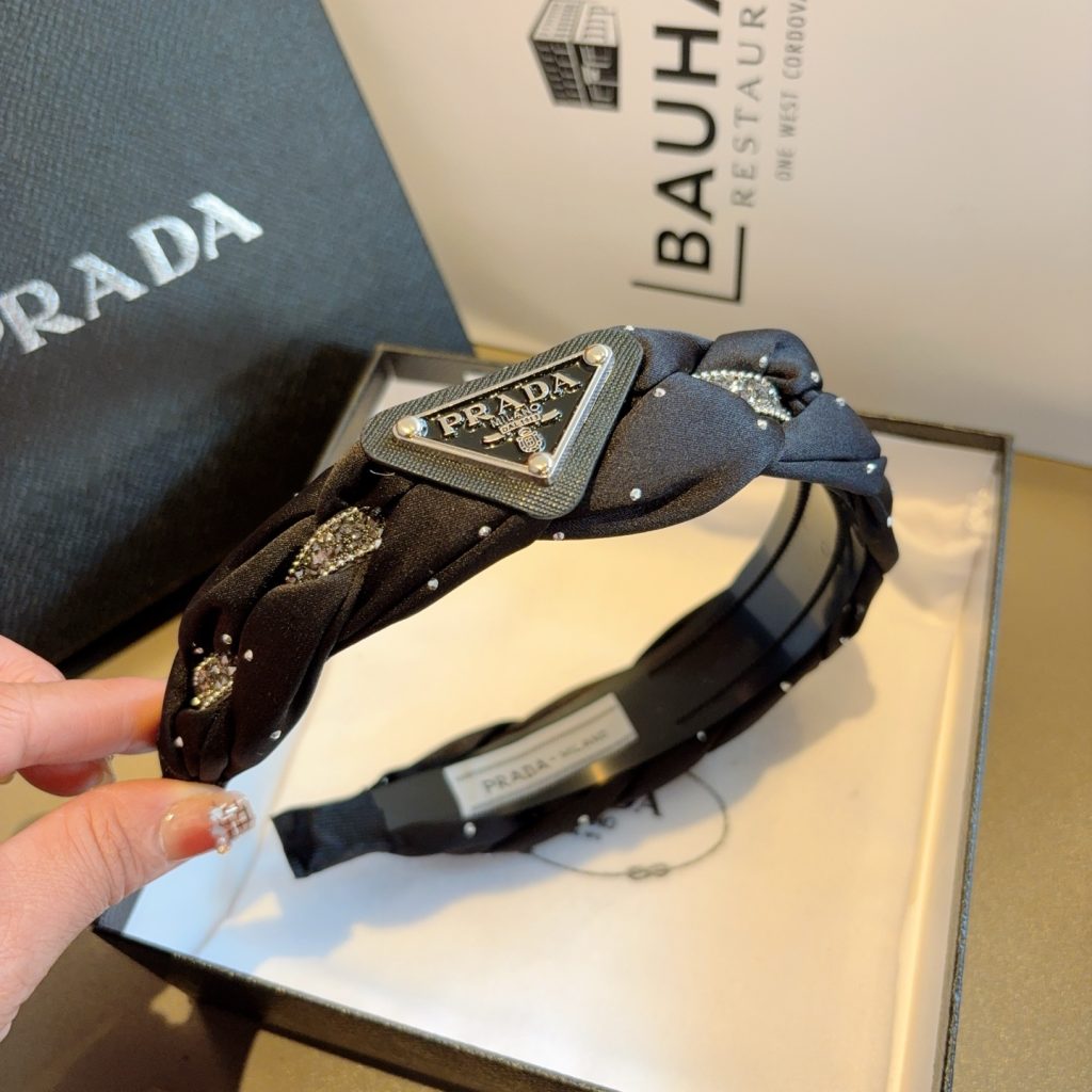 PRADA プラダ ヘッドバンド ブラック プラダロゴ ブラック - 画像 6