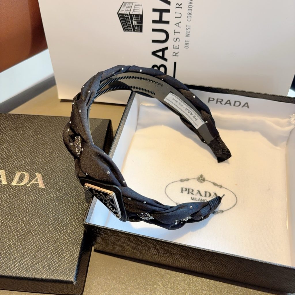 PRADA プラダ ヘッドバンド ブラック プラダロゴ ブラック - 画像 7