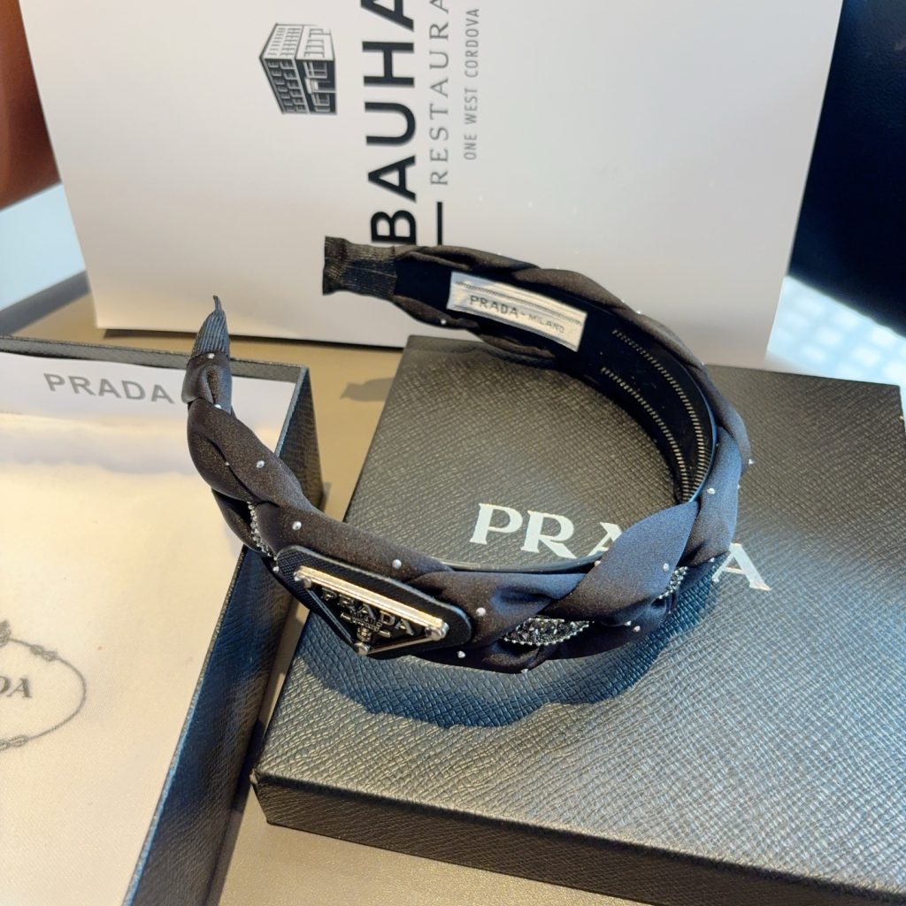 PRADA プラダ ヘッドバンド ブラック プラダロゴ ブラック - 画像 8