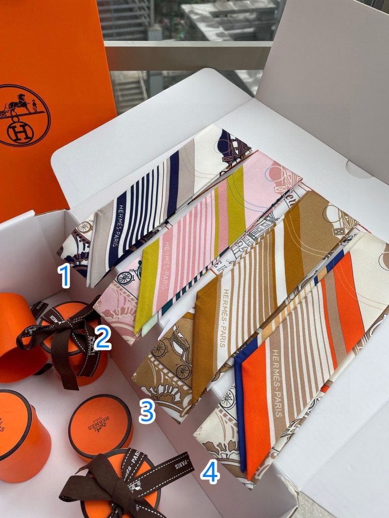 大人気 エルメス Hermes ツイリー スカーフ レディーススカーフ Twilly Scarf シンプル 4点