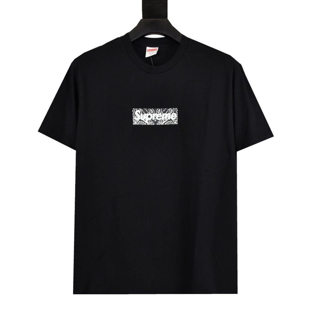 SUPREME スュプリーム バンダナボックスロゴTシャツ ブルーバンダナ ブラック 2色展開 - 画像 2