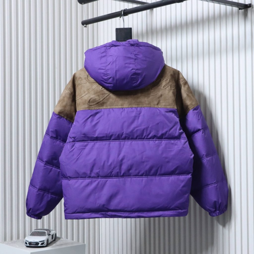 Supreme スプリーム レザーヨークパッフルジャケット 90白 ポケット付き ハンチング ブラック ホワイト パープル 全3色 - 画像 4