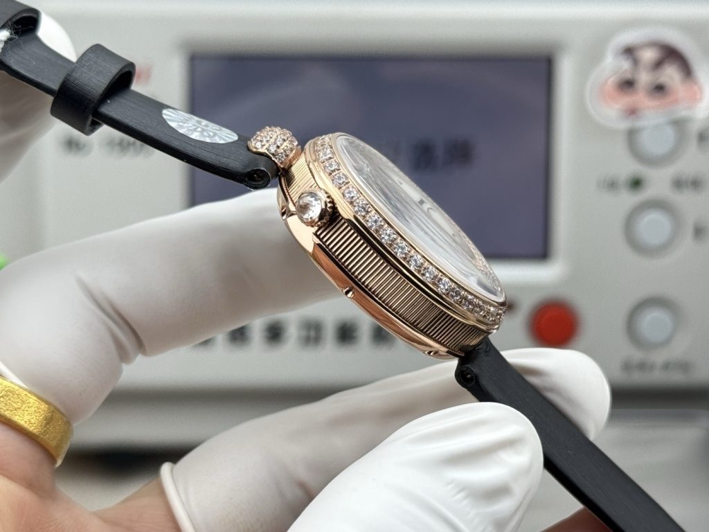 GR グラス ブレスレット 腕時計 レディース オーバル型 シルク ブラック - 画像 7