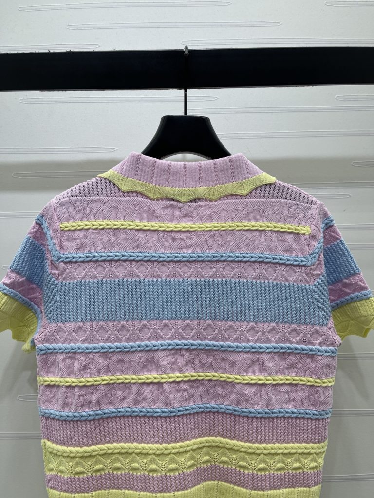 CHANEL シャネル ニット Tシャツ メンズ ポロシャツ ブランド オーバーサイズ 着心地 ピンク ライトブルー ライトイエロー - 画像 8