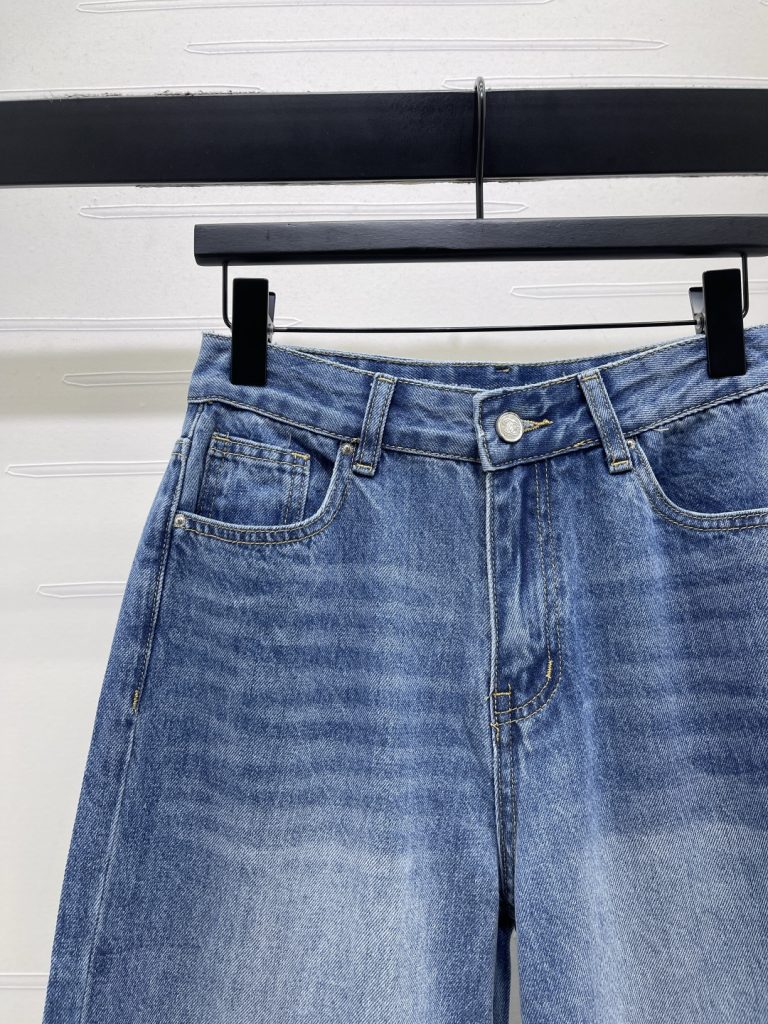 CHANE チャン ウェスタンパンツ レディース 高腰 ブルゾン フレア デニム シルバー ブルー - 画像 3