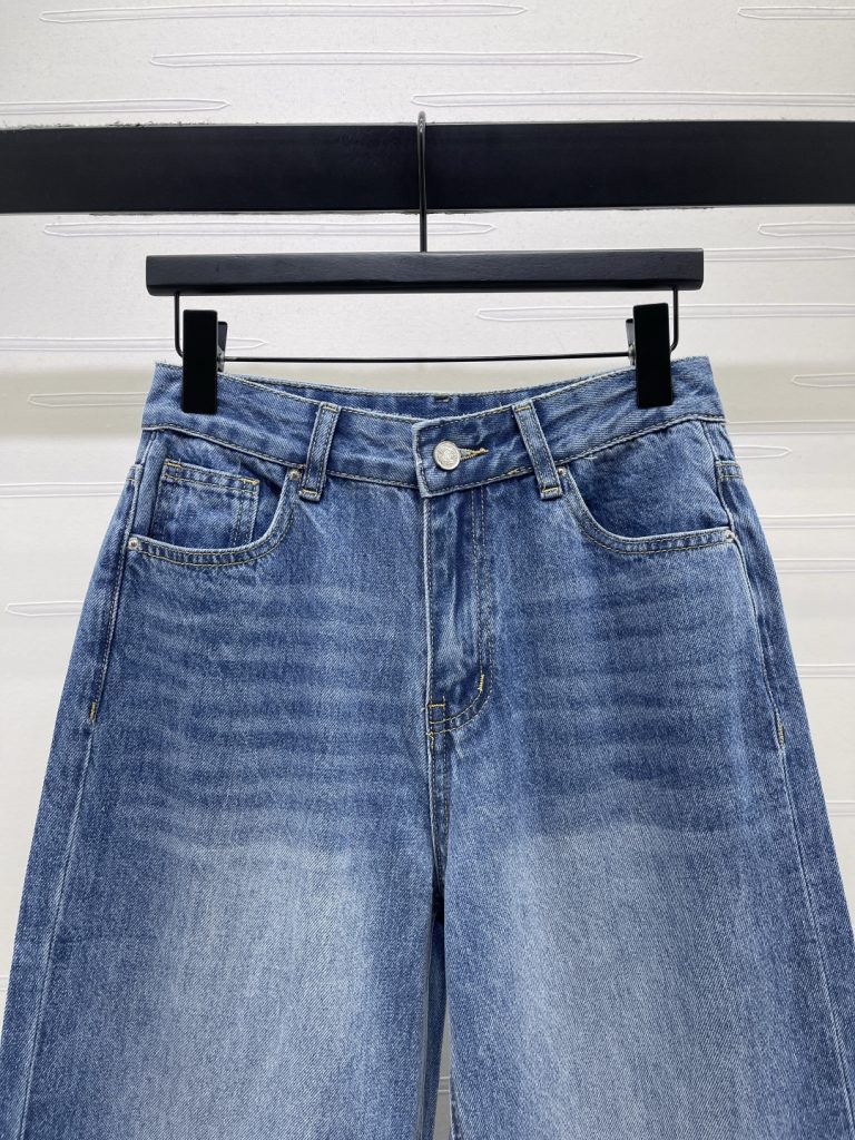 CHANE チャン ウェスタンパンツ レディース 高腰 ブルゾン フレア デニム シルバー ブルー - 画像 4