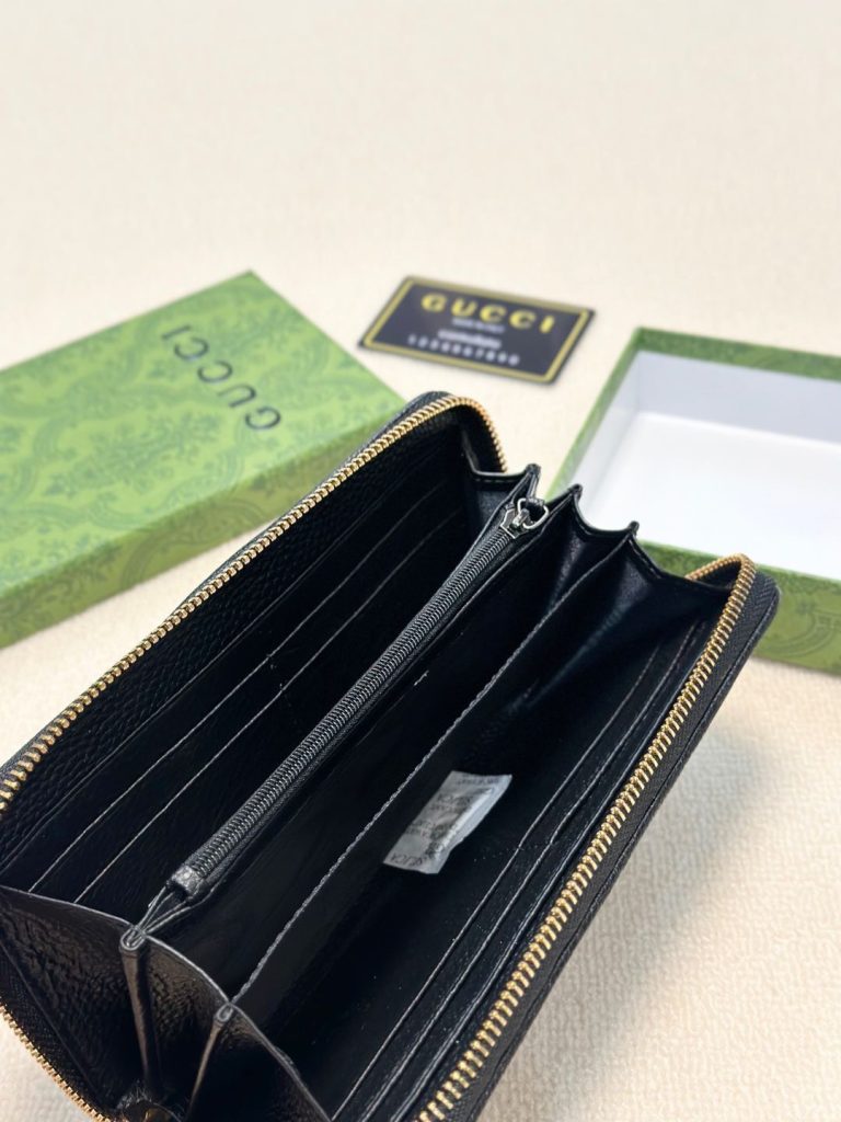 GUCCI グッチ ロングジップ財布 本革 ロングウォレット ブラック - 画像 8