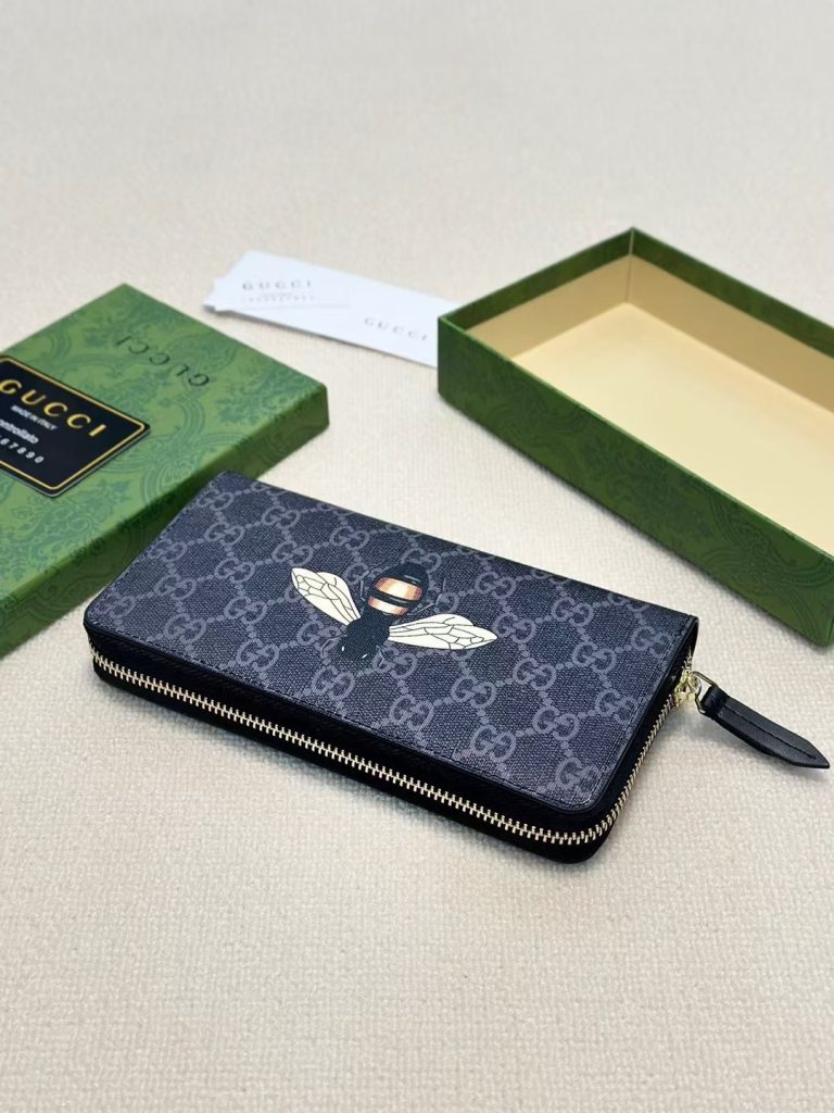 GUCCI グッチ ロングジップウォレット ブラック カフェ メンズ用 長財布 - 画像 6