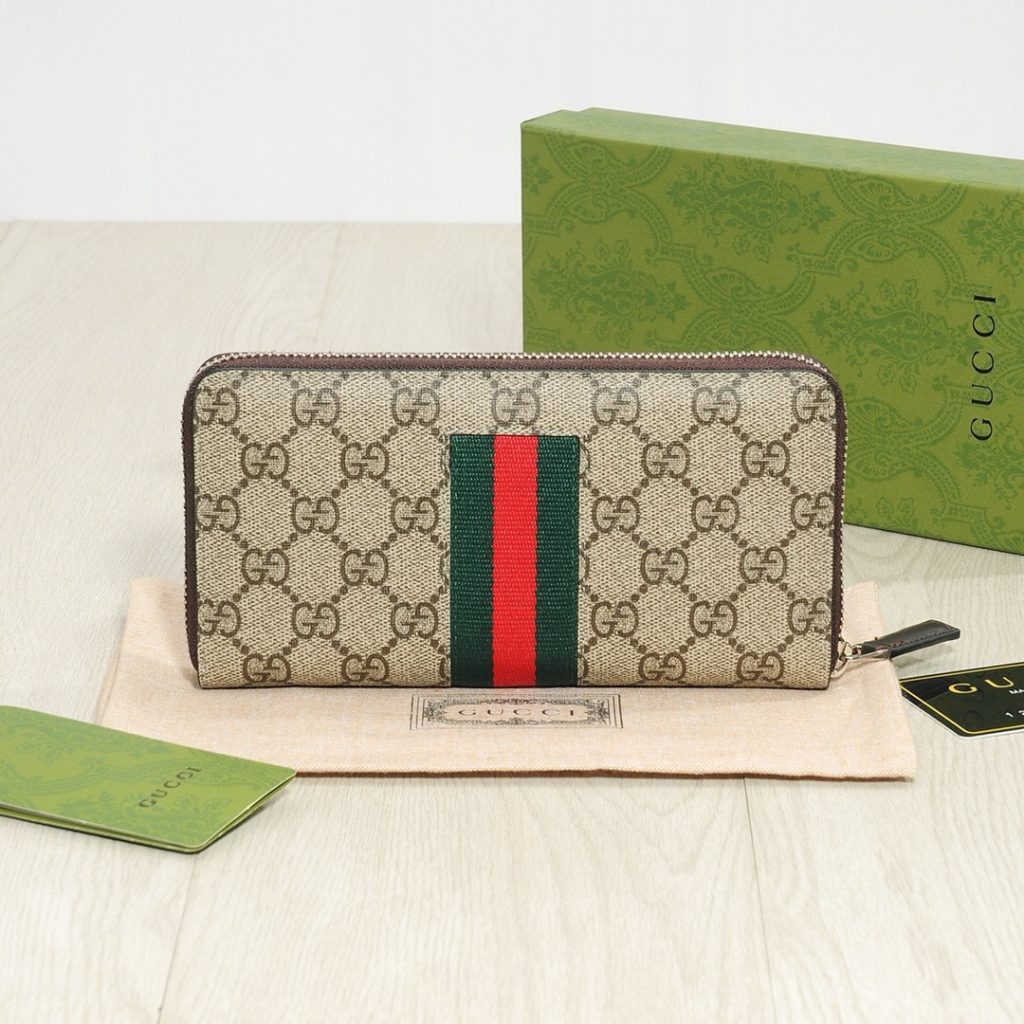 GUCCI グッチ グッチ ロングジップ長財布 ブラック ネイビー 21x11cm - 画像 2