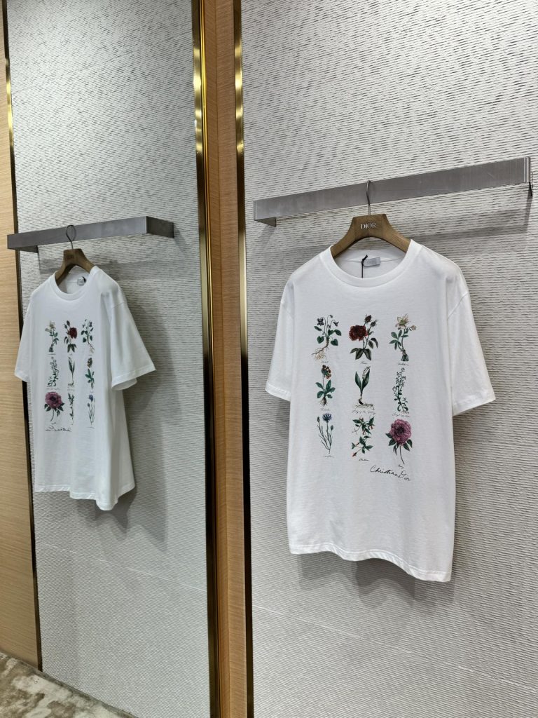 Dior ディオール 花柄 ロゴ Tシャツ コピー メンズ レディース ホワイト - 画像 3