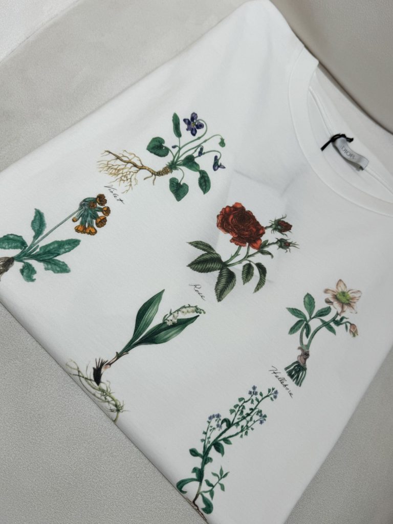 Dior ディオール 花柄 ロゴ Tシャツ コピー メンズ レディース ホワイト - 画像 8
