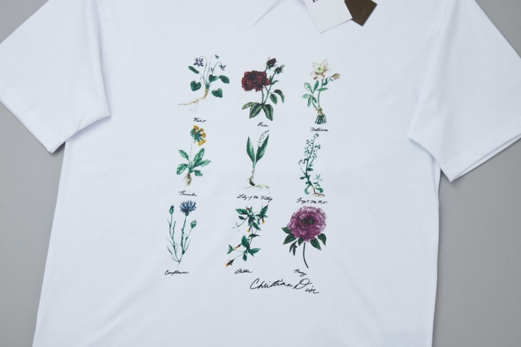 Dior コピー ディオール 植物標本プリント Tシャツ メンズ レディース 男女兼用 白 - 画像 4