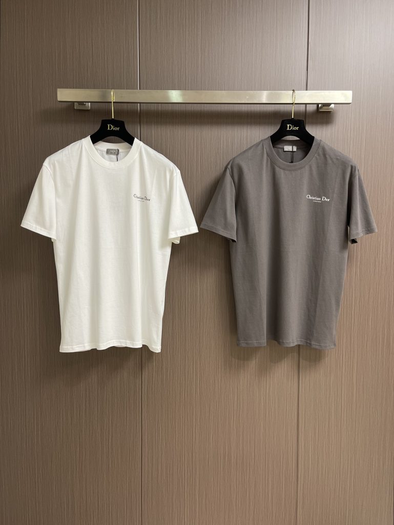 Dior ディオール Tシャツ コピー ロゴプリント 半袖 男女兼用 無地 グレー ホワイト - 画像 3