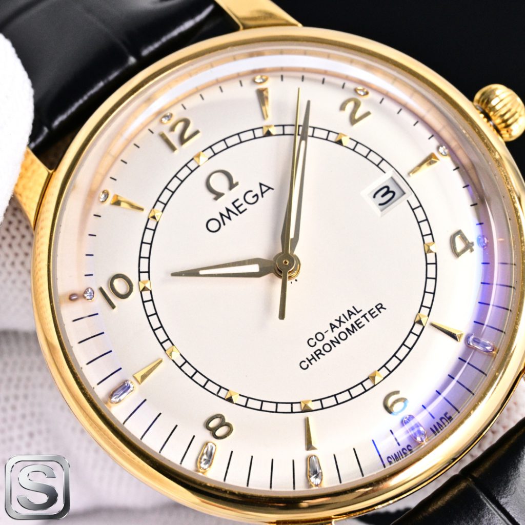 OMEGA コピー 時計 メンズ ゴールド シャンパン文字盤 オートマチック レザーベルト - 画像 4