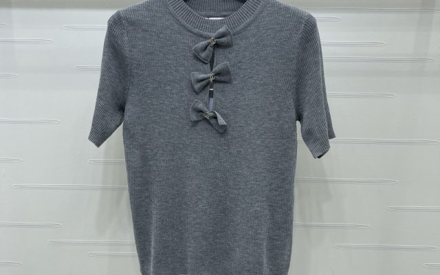 CHANE* コピー ニット Tシャツ ロゴ フルレングス フront フォールディング デザイン グレー