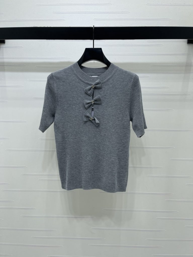 CHANE* コピー ニット Tシャツ ロゴ フルレングス フront フォールディング デザイン グレー